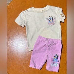 Bluey Matching Shorts Set with Pink Bow 12 Months